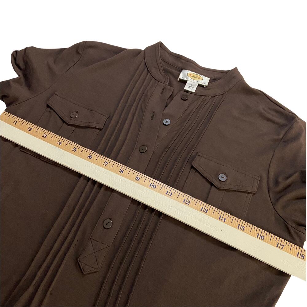 Talbots Brown Short Sleeves Front Button Tee Dress Size 6P - Picture 7 of 8